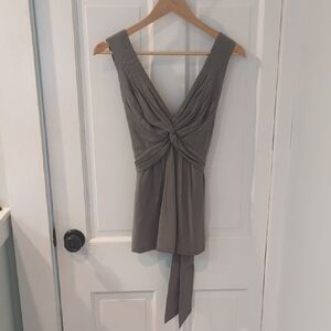 BCBGMaxAzria Gray Ruched Tie Front Mini Dress